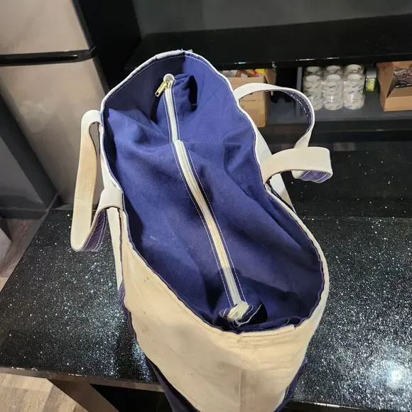 VTG LL Bean Boat & Tote Canvas Bag Zip Close USA Made XL X-Large - Picture 10 of 16